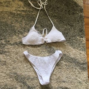 White smocked bikini set